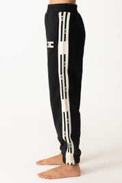 Elisabetta Franchi Bambina Pantaloni Jogger In Felpa con Bande Logate EFPA2980FF002 NERO/MILK-NERO-ROSA BABY