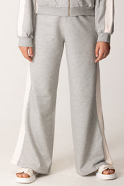 Elisabetta Franchi Bambina Pantaloni Jogging con Banda Logata GRIGIO MELANGE/QUARZO/AVORIO