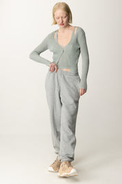Patrizia Pepe Pantaloni Jogging con Elastico Alla Caviglia LIGHT GRAY MELANGE