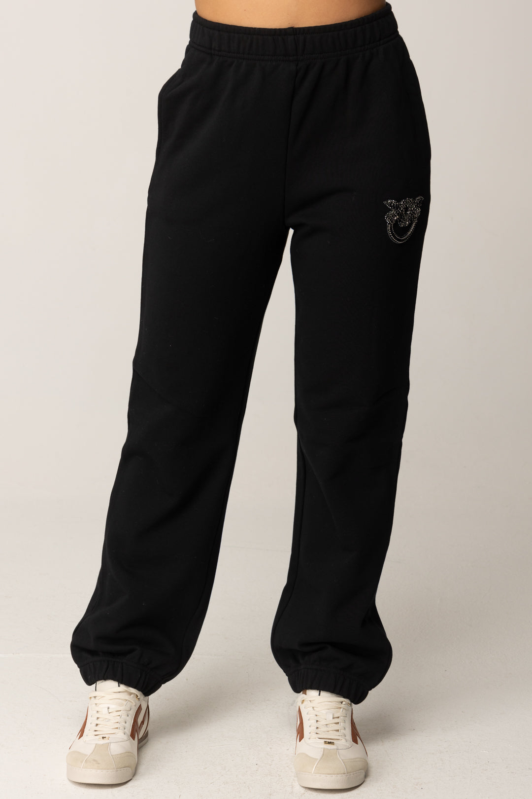 Pinko Pantaloni Jogging con Logo Love Birds NERO LIMOUSINE