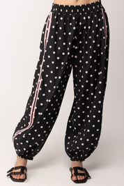 Khloe Femme Pantaloni Jogging In Cotone con Pois 26096 NERO/FUXIA