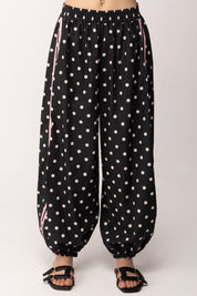 Khloe Femme Pantaloni Jogging In Cotone con Pois 26096 NERO/FUXIA