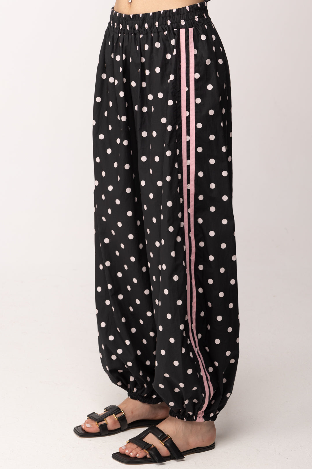 Khloe Femme Pantaloni Jogging In Cotone con Pois 26096 NERO/FUXIA