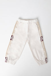 Elisabetta Franchi Bambina Pantaloni Jogging In Felpa con Bande Logate EGPA0900FF002 MILK/HONEY-MILK-CHERRY