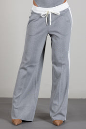 Elisabetta Franchi Pantaloni Jogging In Maglia con Logo KP75S66E2 GRIGIO MELANGE/AVORI