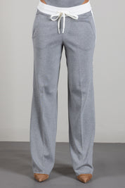 Elisabetta Franchi Pantaloni Jogging In Maglia con Logo KP75S66E2 GRIGIO MELANGE/AVORI