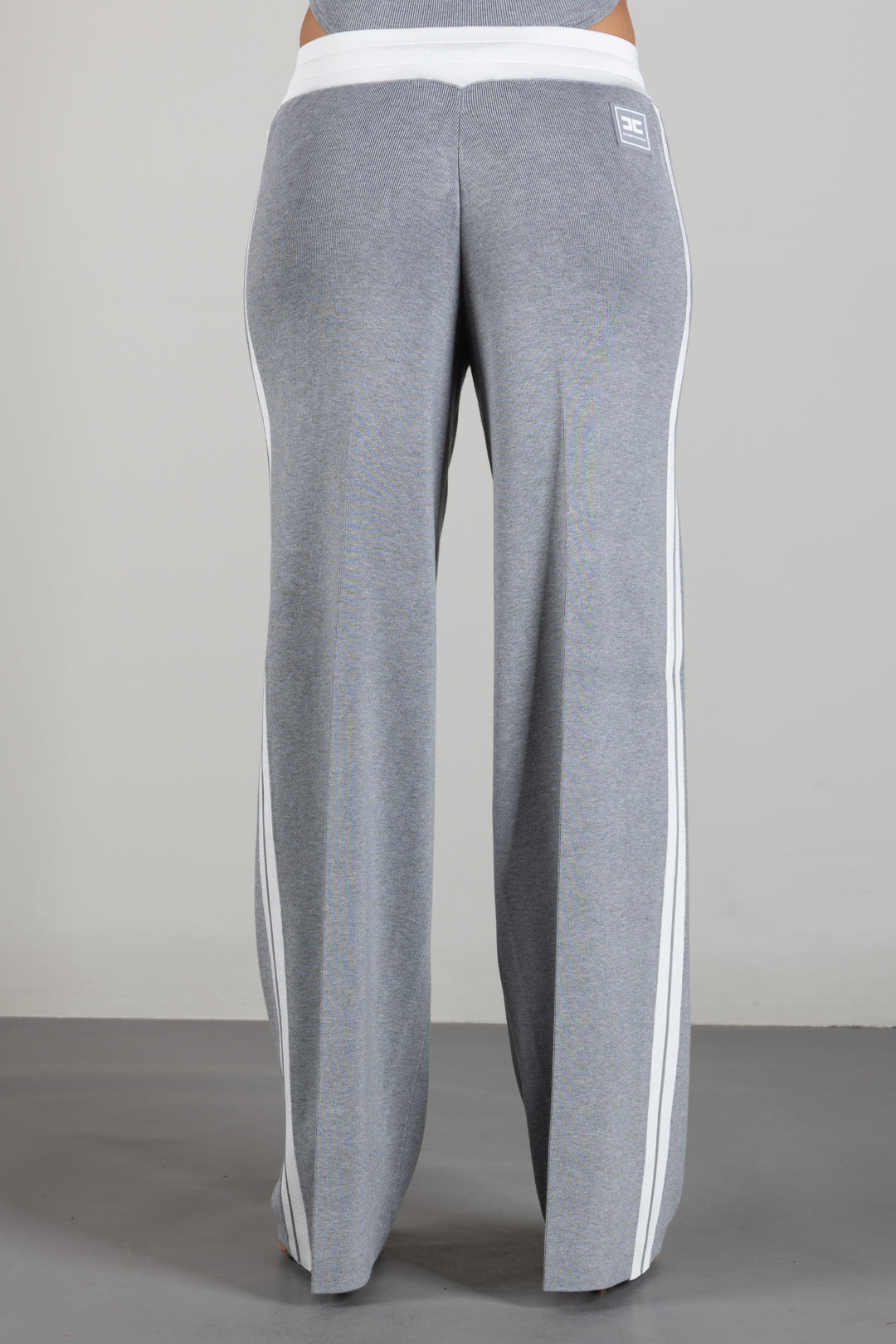 Elisabetta Franchi Pantaloni Jogging In Maglia con Logo KP75S66E2 GRIGIO MELANGE/AVORI