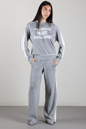 Elisabetta Franchi Pantaloni Jogging In Maglia con Logo KP75S66E2 GRIGIOMELANGE/AVORIO