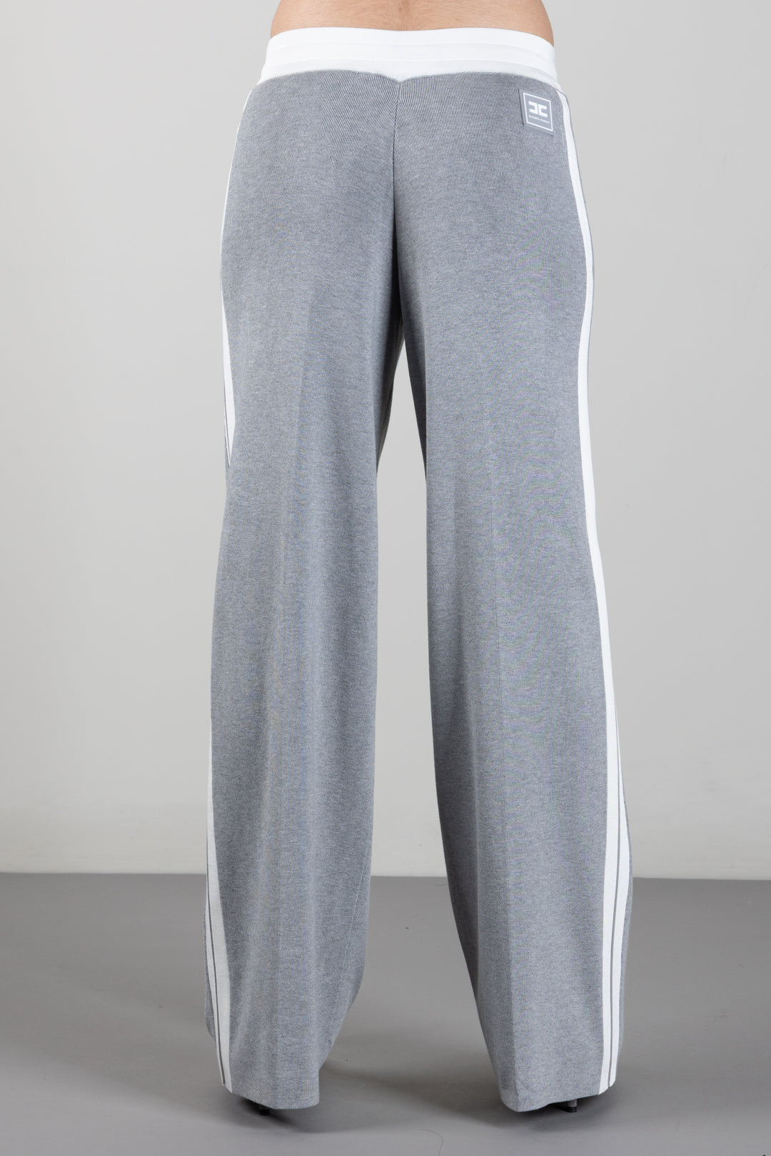 Elisabetta Franchi Pantaloni Jogging In Maglia con Logo KP75S66E2 GRIGIOMELANGE/AVORIO