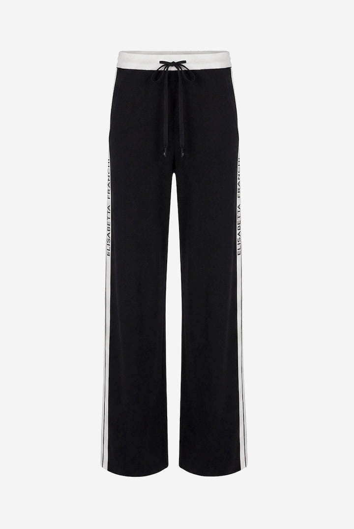 Elisabetta Franchi Pantaloni Jogging In Maglia con Logo KP75S66E2 NERO/BURRO