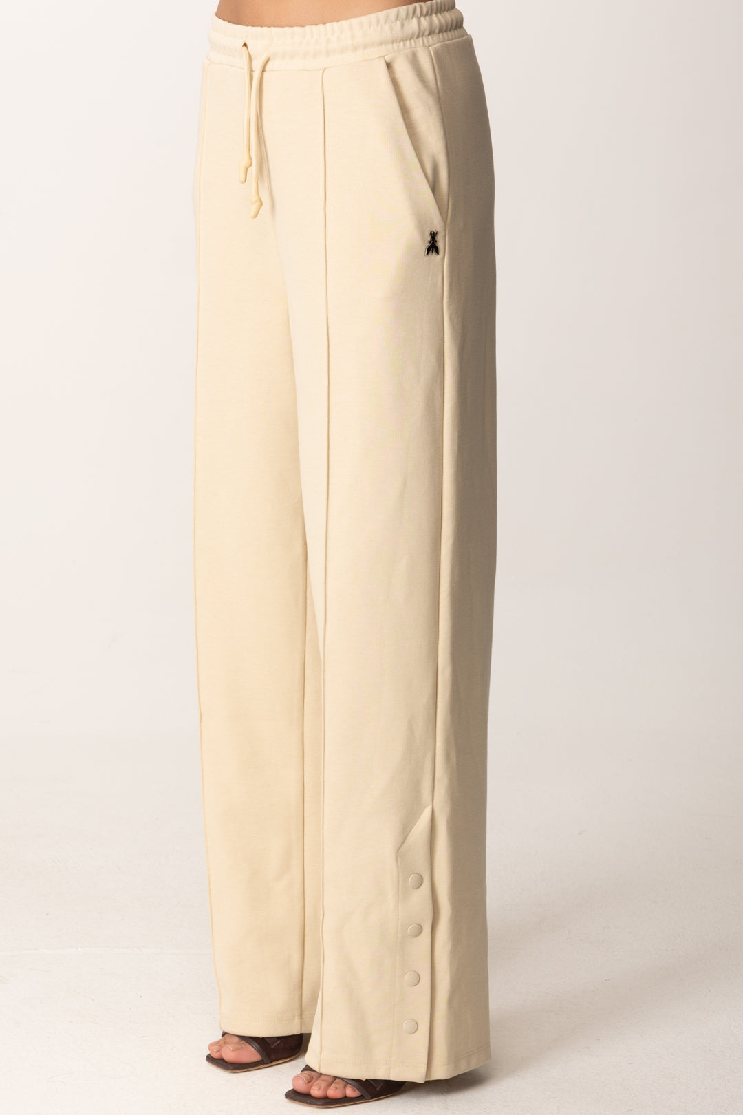 Patrizia Pepe Pantaloni Jogging Wide Leg con Logo Fly 8P0701 J219 MODERN BEIGE