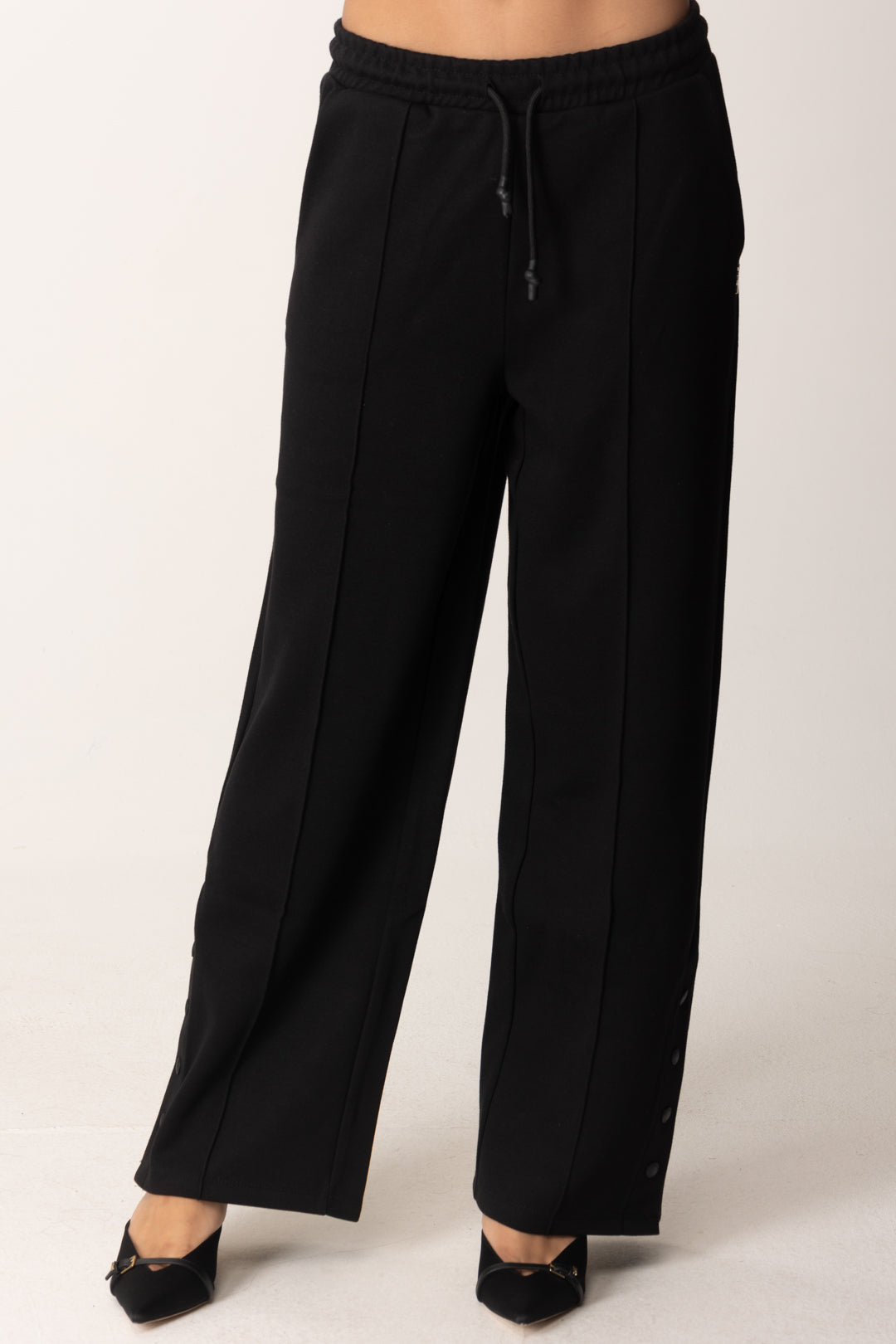 Patrizia Pepe Pantaloni Jogging Wide Leg con Logo Fly 8P0701 J219 NERO