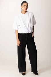 Patrizia Pepe Pantaloni Jogging Wide Leg con Logo Fly 8P0701 J219 NERO