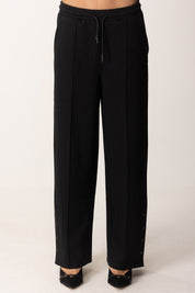 Patrizia Pepe Pantaloni Jogging Wide Leg con Logo Fly 8P0701 J219 NERO