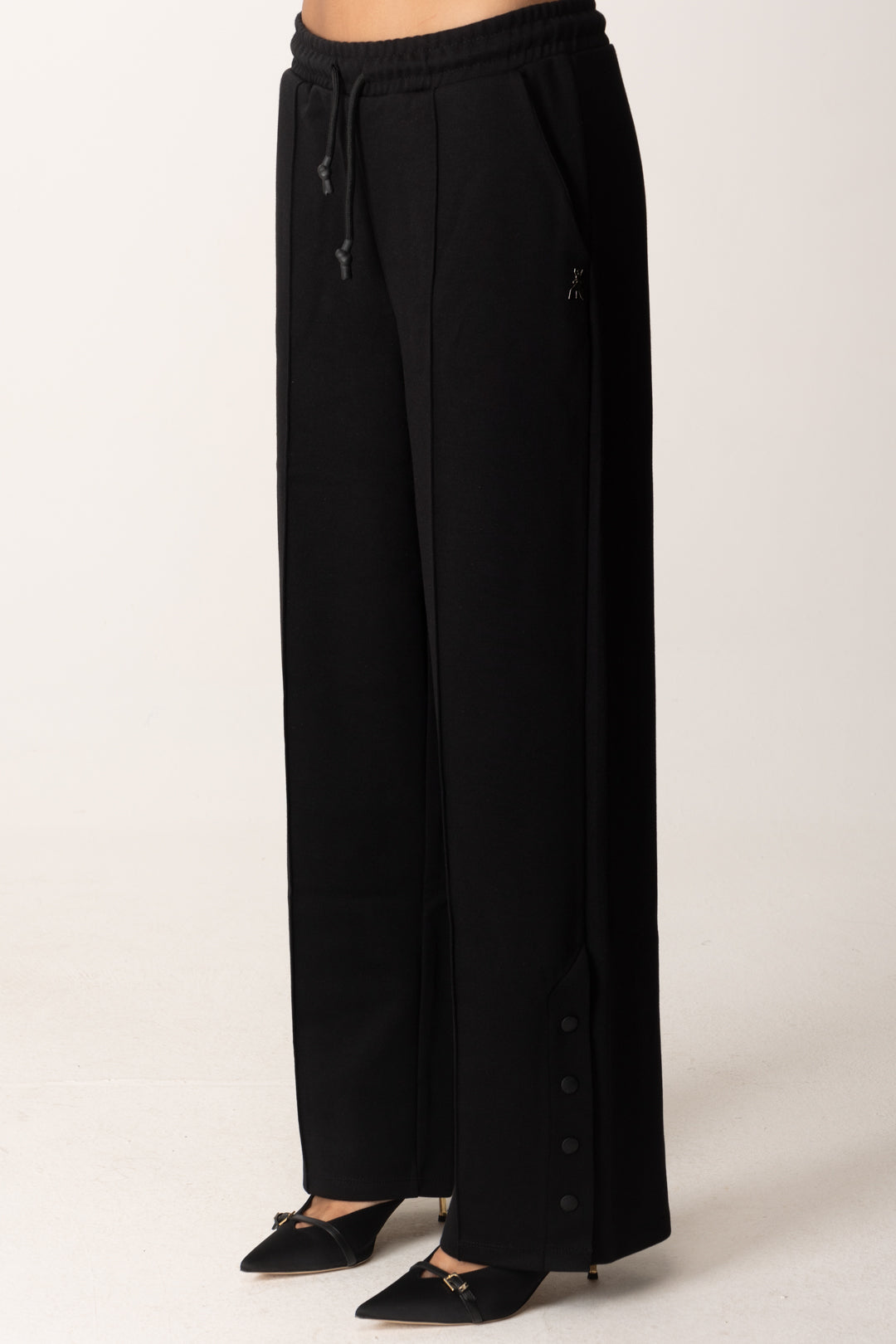 Patrizia Pepe Pantaloni Jogging Wide Leg con Logo Fly 8P0701 J219 NERO