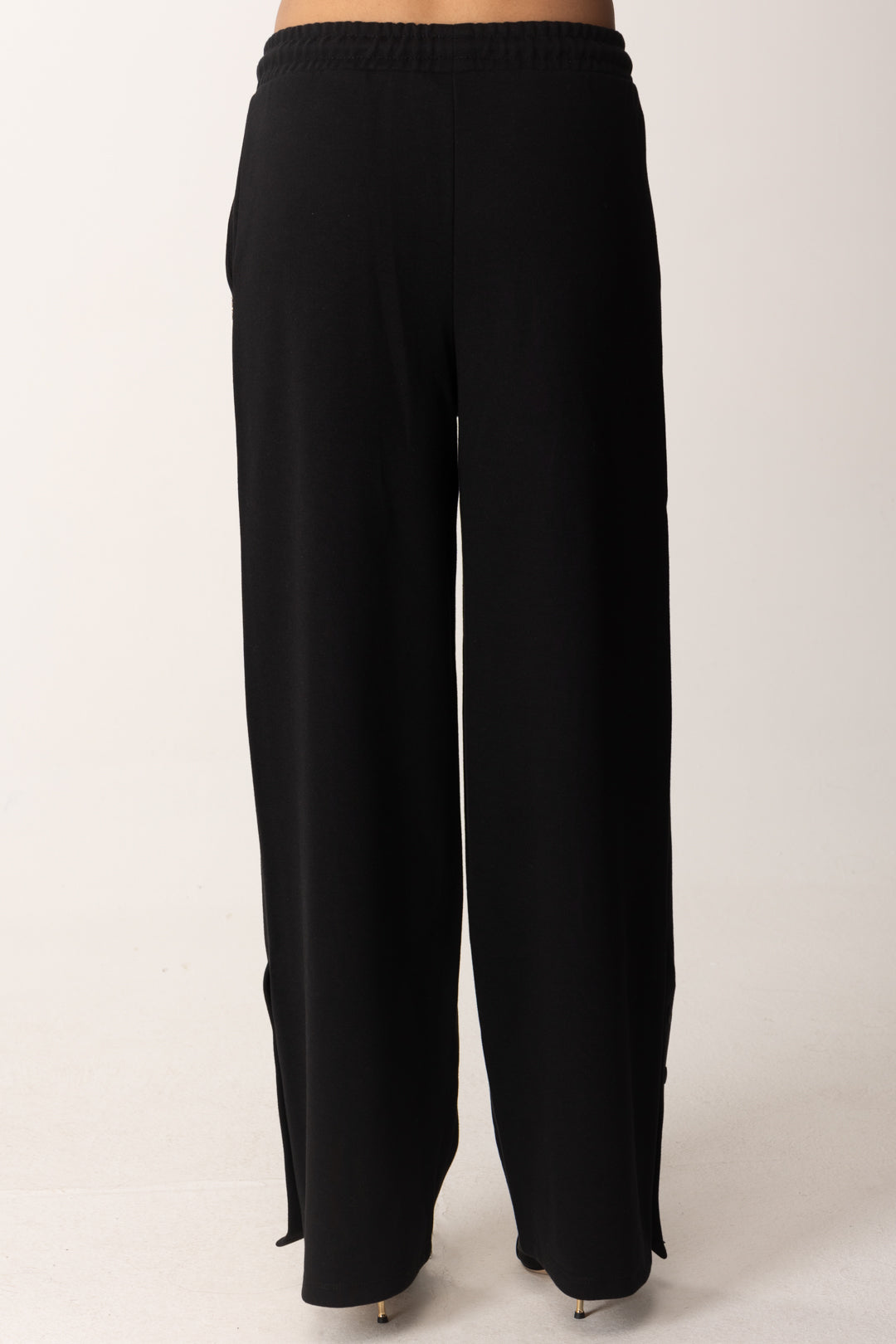 Patrizia Pepe Pantaloni Jogging Wide Leg con Logo Fly 8P0701 J219 NERO