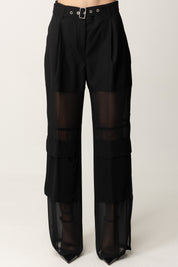 Pinko Pantaloni Larghi Cargo con Georgette Semitrasparente 104908 A2HC NERO LIMOUSINE
