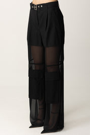 Pinko Pantaloni Larghi Cargo con Georgette Semitrasparente 104908 A2HC NERO LIMOUSINE