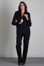 Elisabetta Franchi Pantaloni Lunghi In Gabardina PA19066E2 NERO