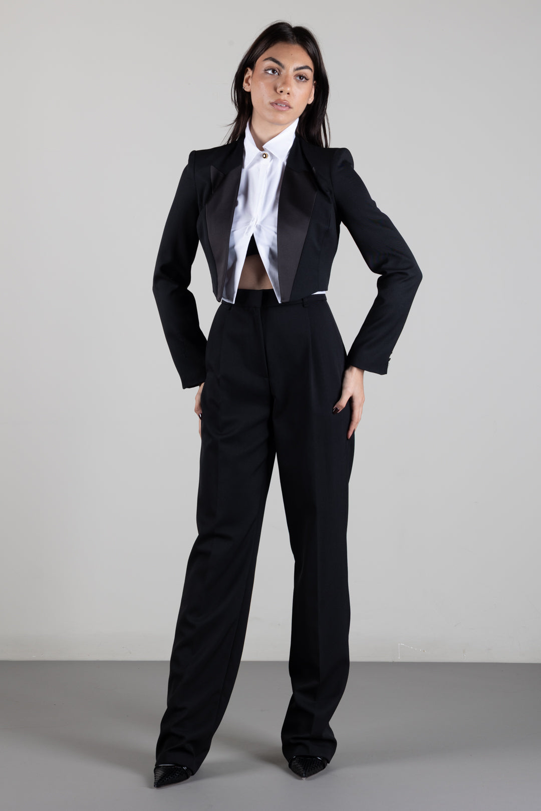 Elisabetta Franchi Pantaloni Lunghi In Gabardina PA19066E2 NERO