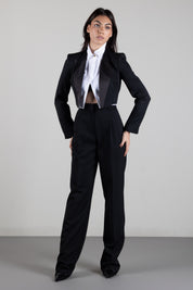Elisabetta Franchi Pantaloni Lunghi In Gabardina PA19066E2 NERO