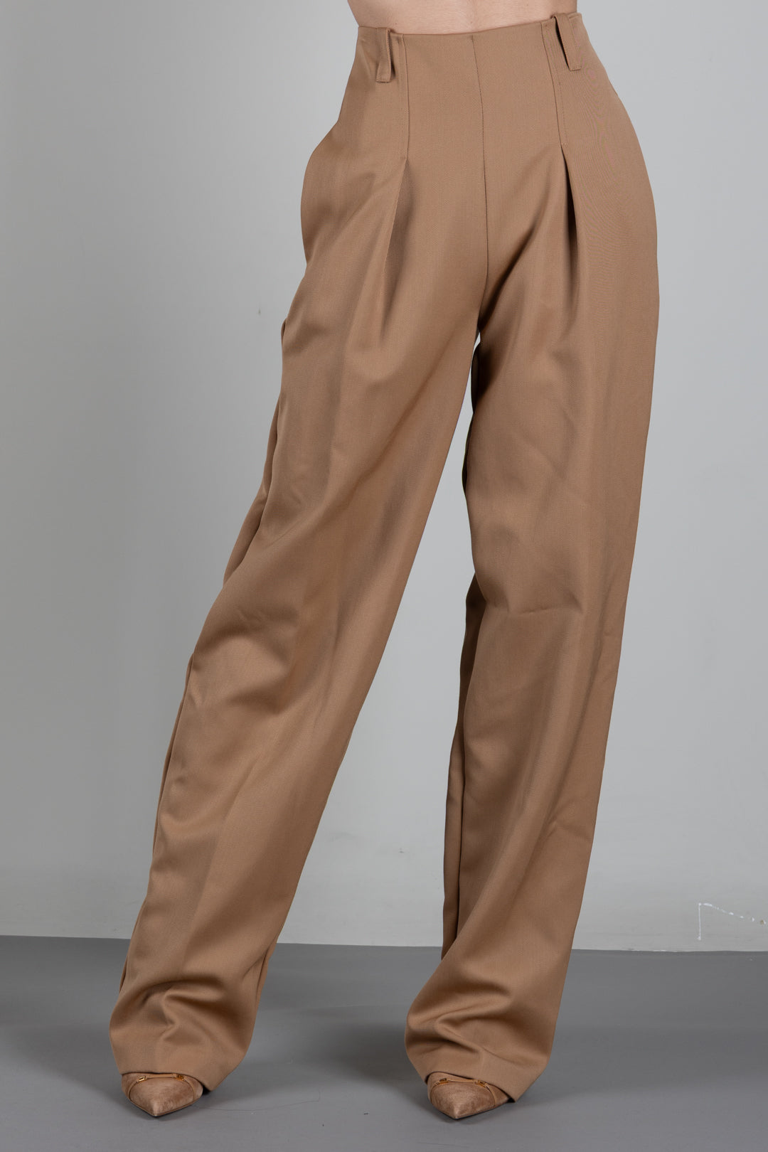 Elisabetta Franchi Pantaloni Over In Gabardina a Vita Alta PA22768E2 DAINO