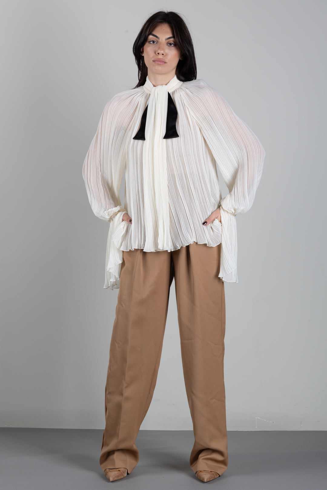 Elisabetta Franchi Pantaloni Over In Gabardina a Vita Alta PA22768E2 DAINO