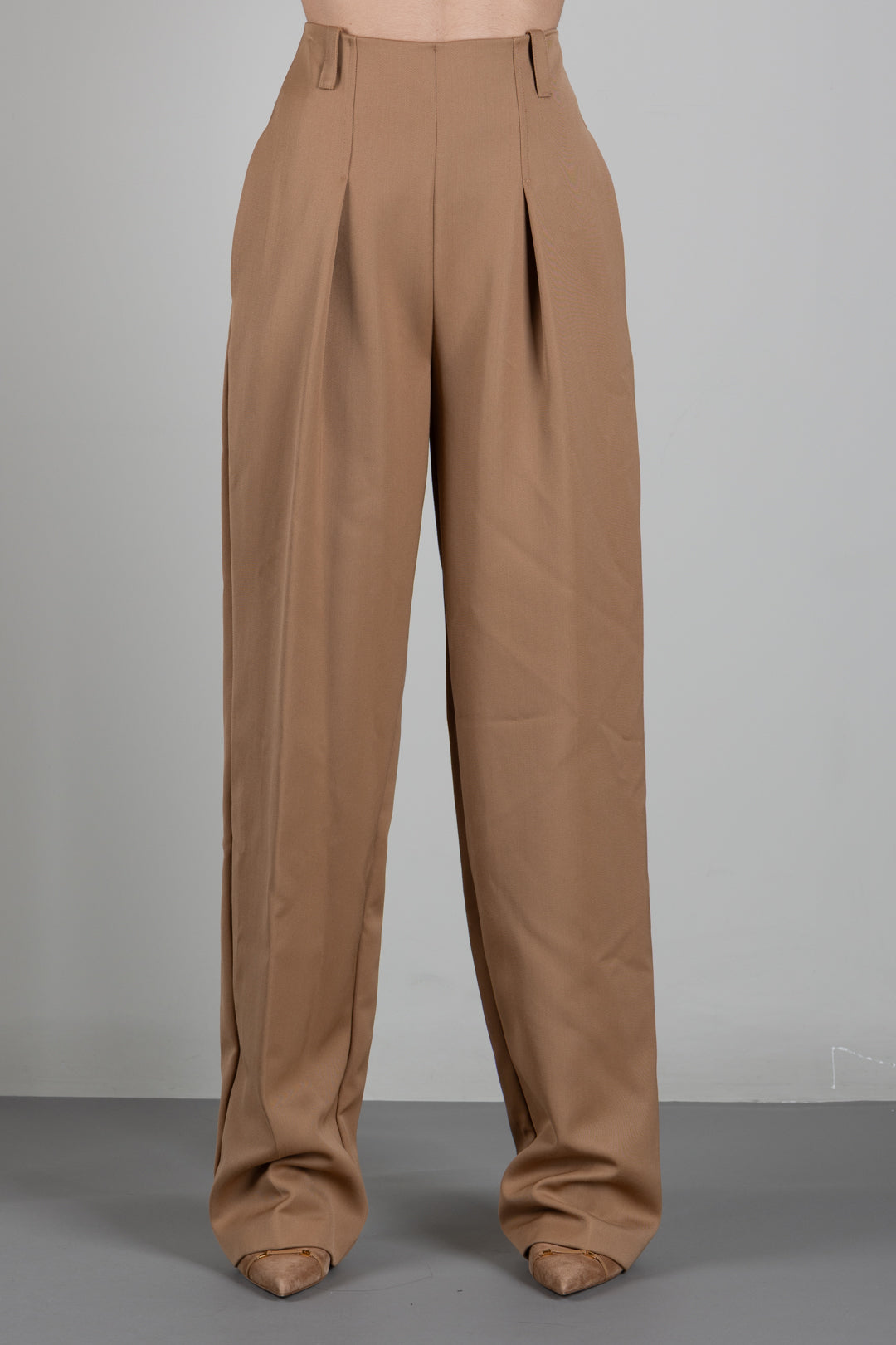 Elisabetta Franchi Pantaloni Over In Gabardina a Vita Alta PA22768E2 DAINO