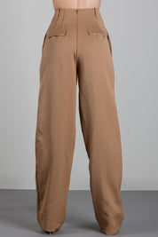 Elisabetta Franchi Pantaloni Over In Gabardina a Vita Alta PA22768E2 DAINO