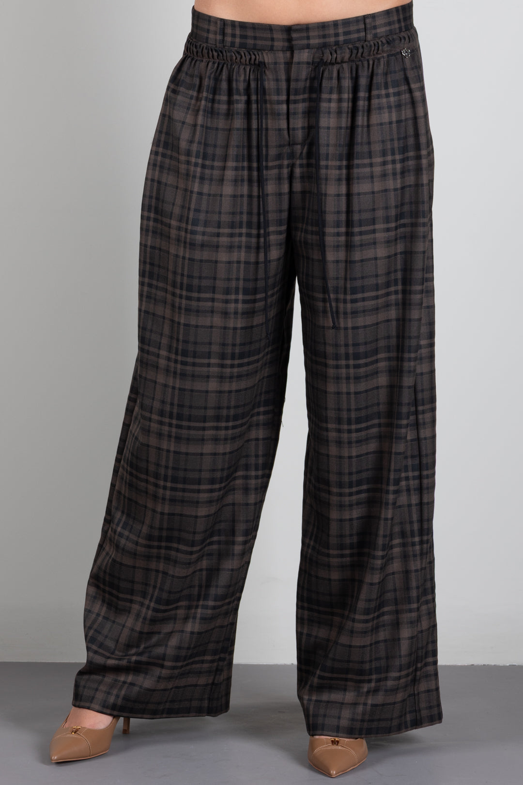 Aniye By Pantaloni Over Noa a Quadri 181046 MOKA CHECK :AI26