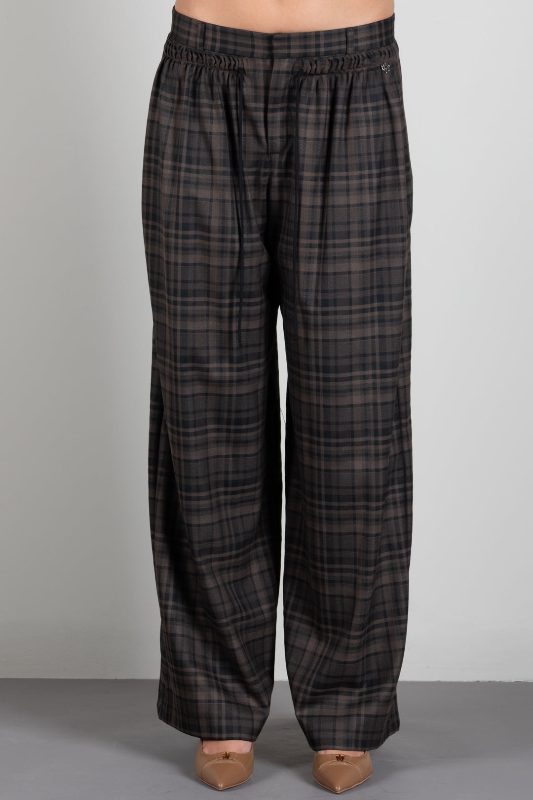 Aniye By Pantaloni Over Noa a Quadri 181046 MOKA CHECK :AI26