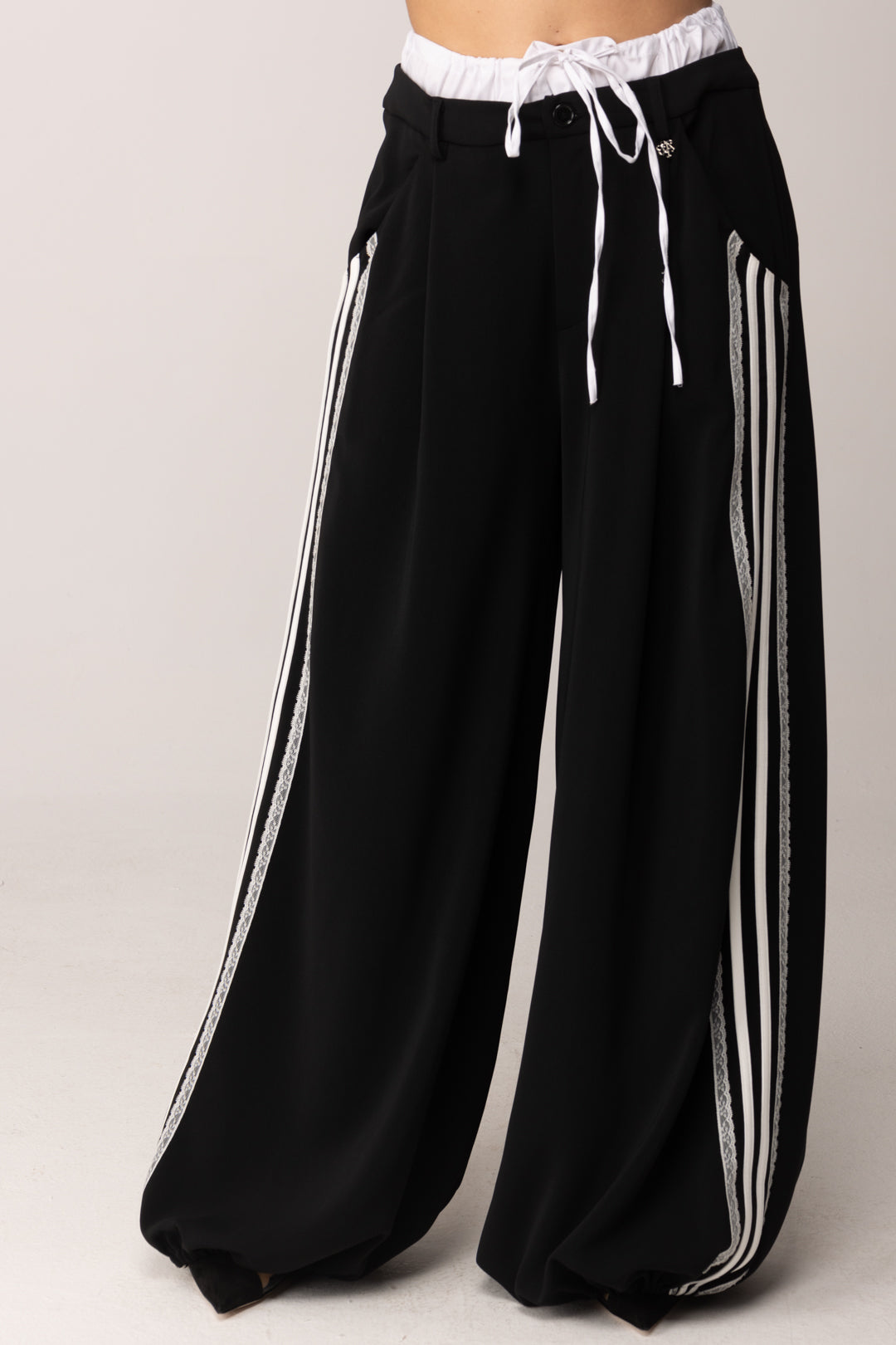 Aniye By Pantaloni Over Sandy con Bande Laterali 185101 BLACK