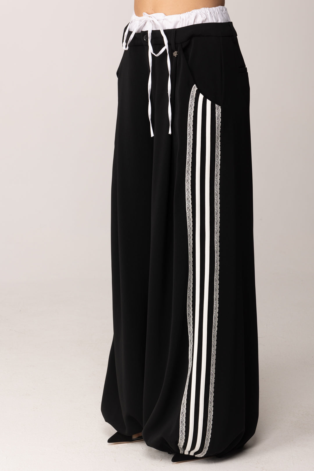 Aniye By Pantaloni Over Sandy con Bande Laterali 185101 BLACK