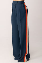 Patrizia Pepe Pantaloni Palazzo con Bande Laterali a Contrasto 8P0795 A688 LAGOON/ORANGE/IVOR