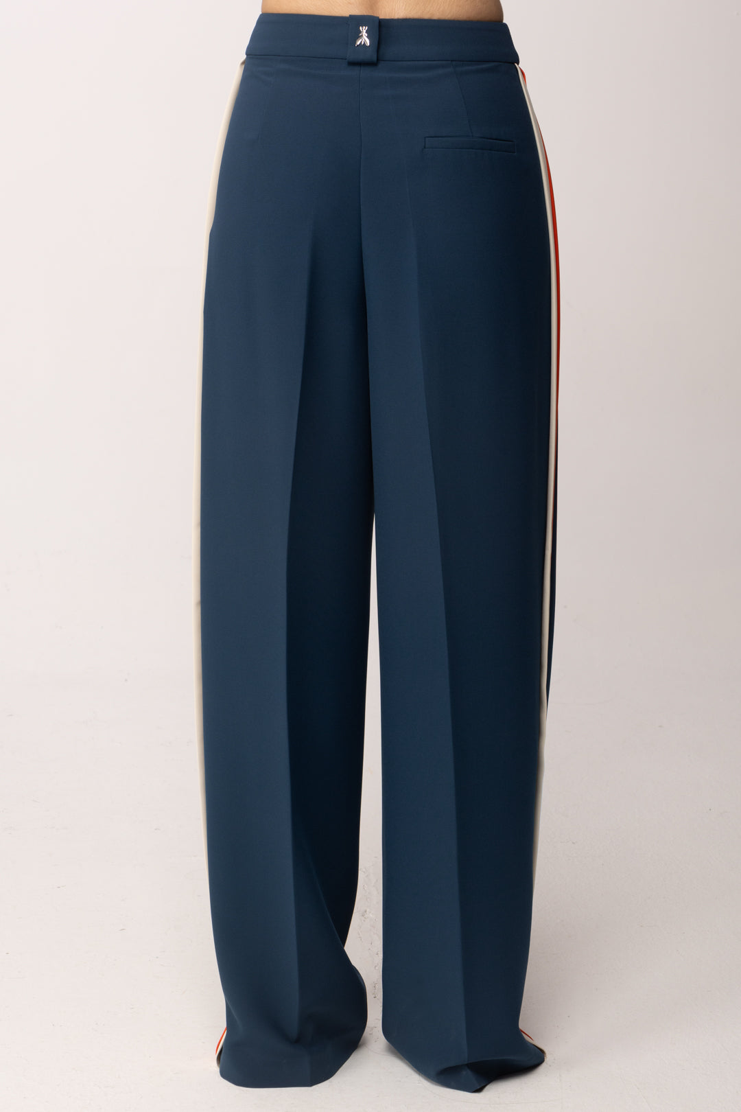 Patrizia Pepe Pantaloni Palazzo con Bande Laterali a Contrasto 8P0795 A688 LAGOON/ORANGE/IVOR