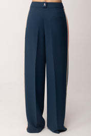 Patrizia Pepe Pantaloni Palazzo con Bande Laterali a Contrasto 8P0795 A688 LAGOON/ORANGE/IVOR