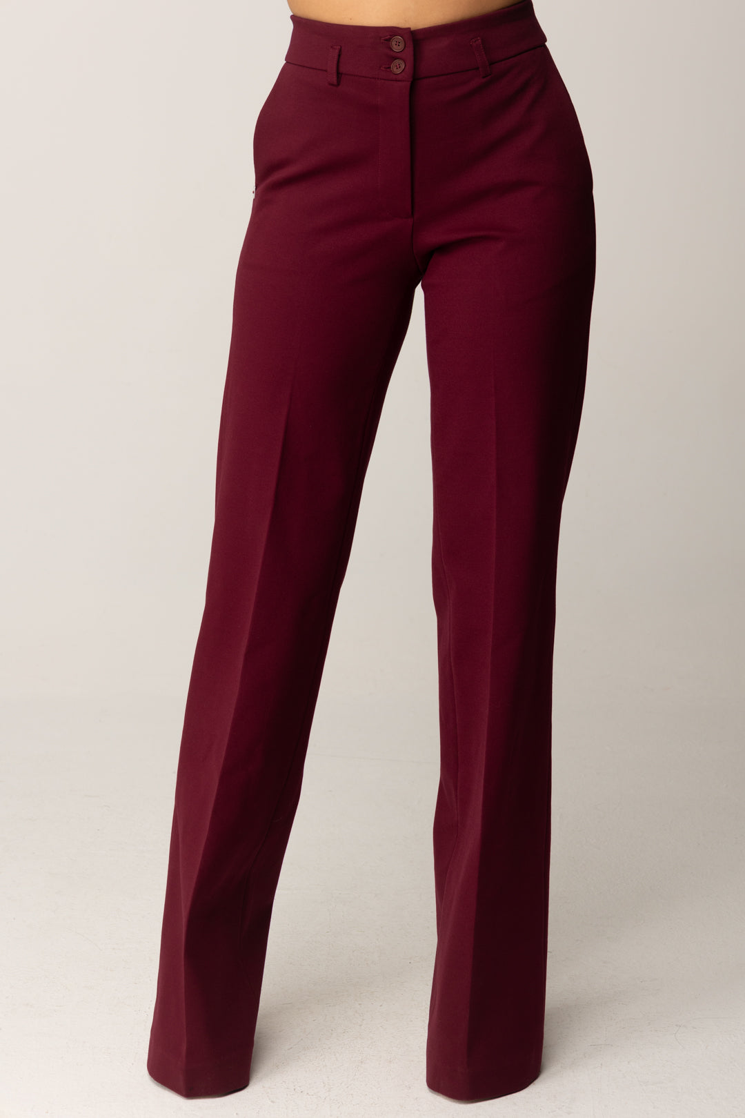 Manila Grace Pantaloni Palazzo con Fascia Alta P074VU BURGUNDY