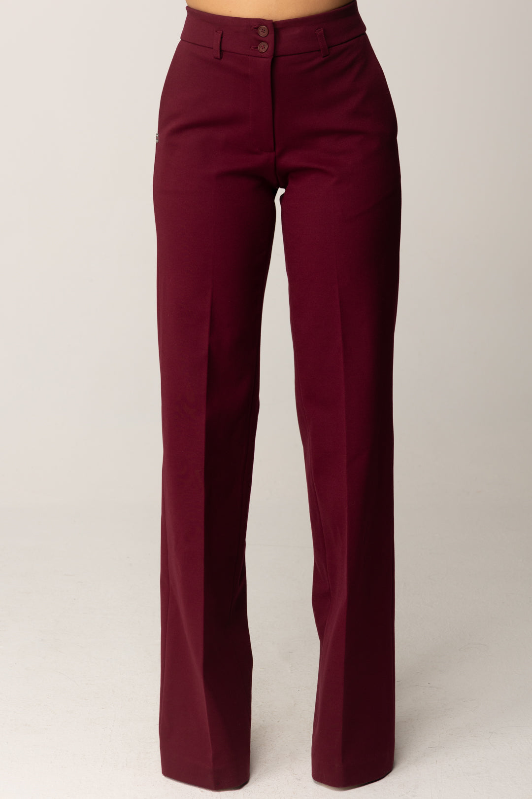 Manila Grace Pantaloni Palazzo con Fascia Alta P074VU BURGUNDY