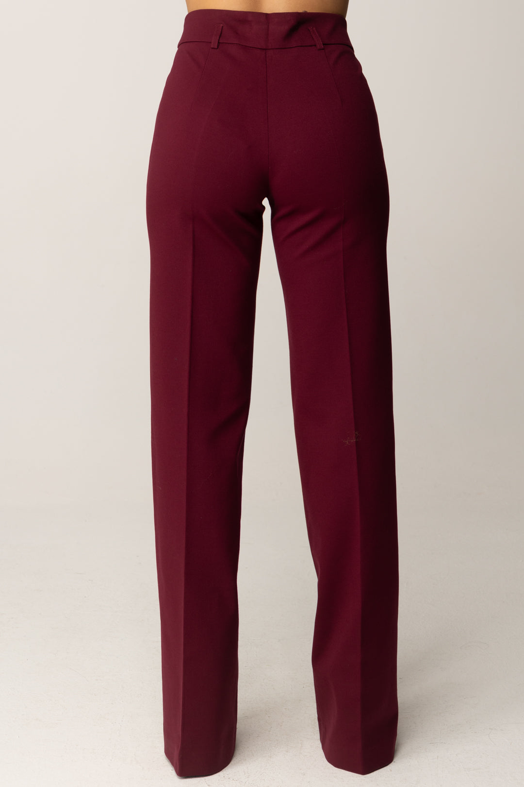 Manila Grace Pantaloni Palazzo con Fascia Alta P074VU BURGUNDY