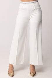 Elisabetta Franchi Bambina Pantaloni Palazzo con Fascia Loggata EFPA3140FODER.0195