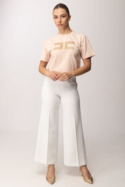 Elisabetta Franchi Bambina Pantaloni Palazzo con Fascia Loggata EFPA3140FODER.0195