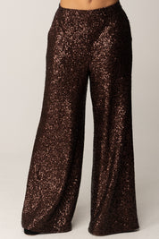 Manila Grace Pantaloni Palazzo con Paillettes All Over P187PY ARABICA