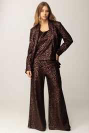Manila Grace Pantaloni Palazzo con Paillettes All Over P187PY ARABICA