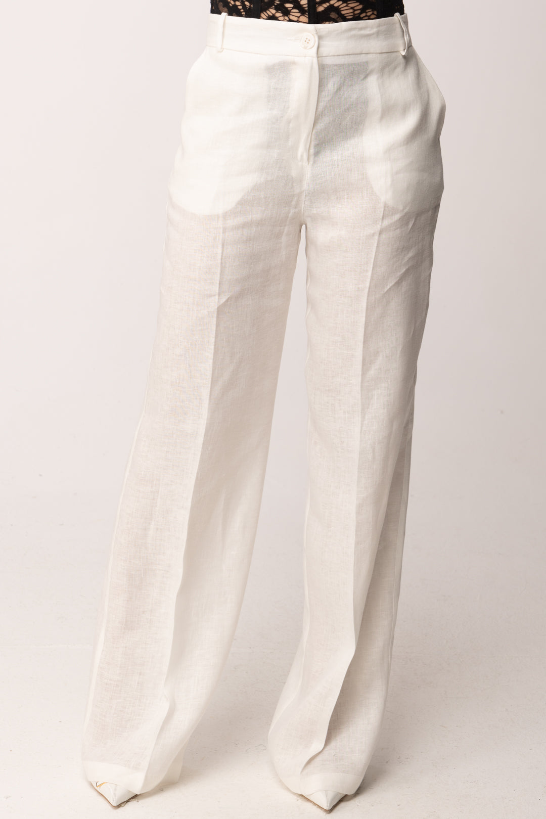 Imperial Pantaloni Palazzo con Pince P9990100V BIANCO