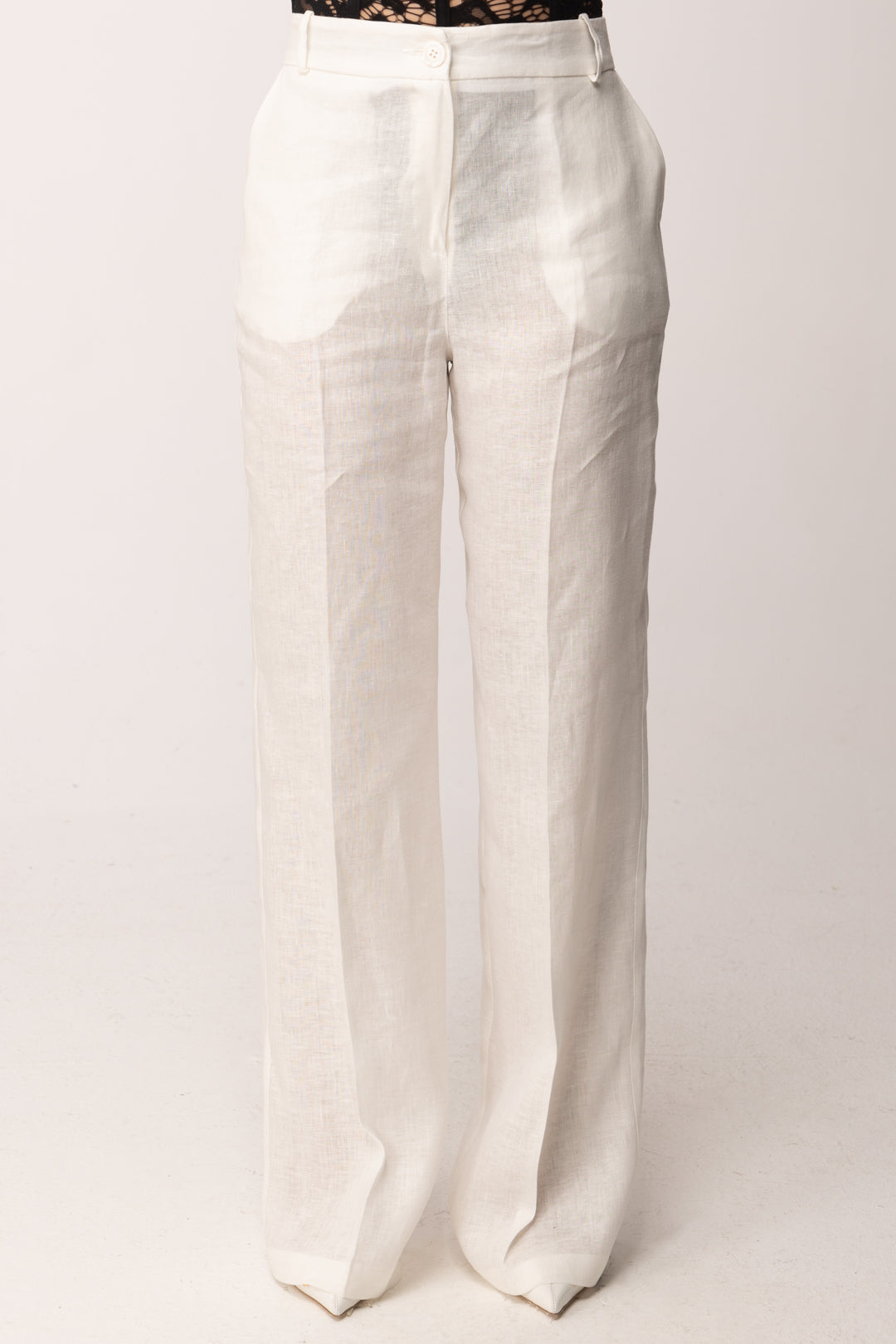 Imperial Pantaloni Palazzo con Pince P9990100V BIANCO