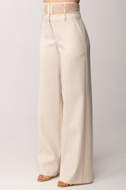 Patrizia Pepe Pantaloni Palazzo con Vita In Pizzo 8P0769 A6F5 WARM IVORY