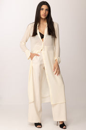 Patrizia Pepe Pantaloni Palazzo con Vita In Pizzo 8P0769 A6F5 WARM IVORY