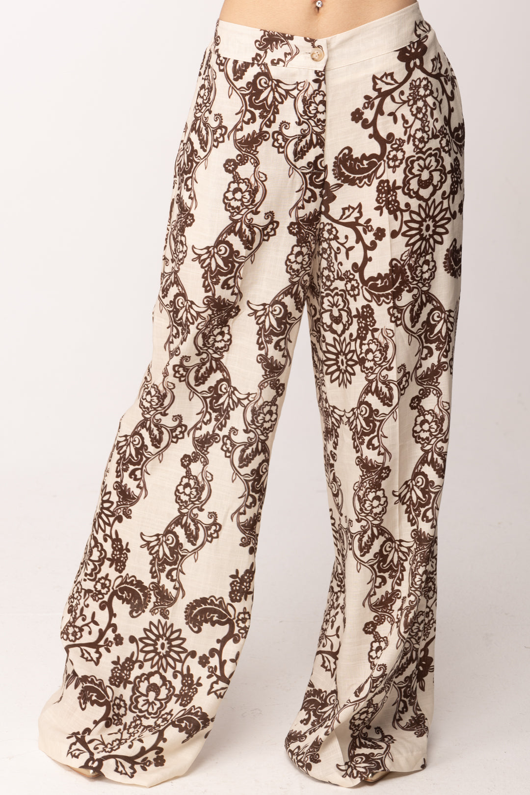 Khloe Femme Pantaloni Palazzo Fantasia Floreale 269093 BEIGE/CACAO