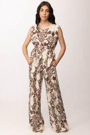 Khloe Femme Pantaloni Palazzo Fantasia Floreale 269093 BEIGE/CACAO