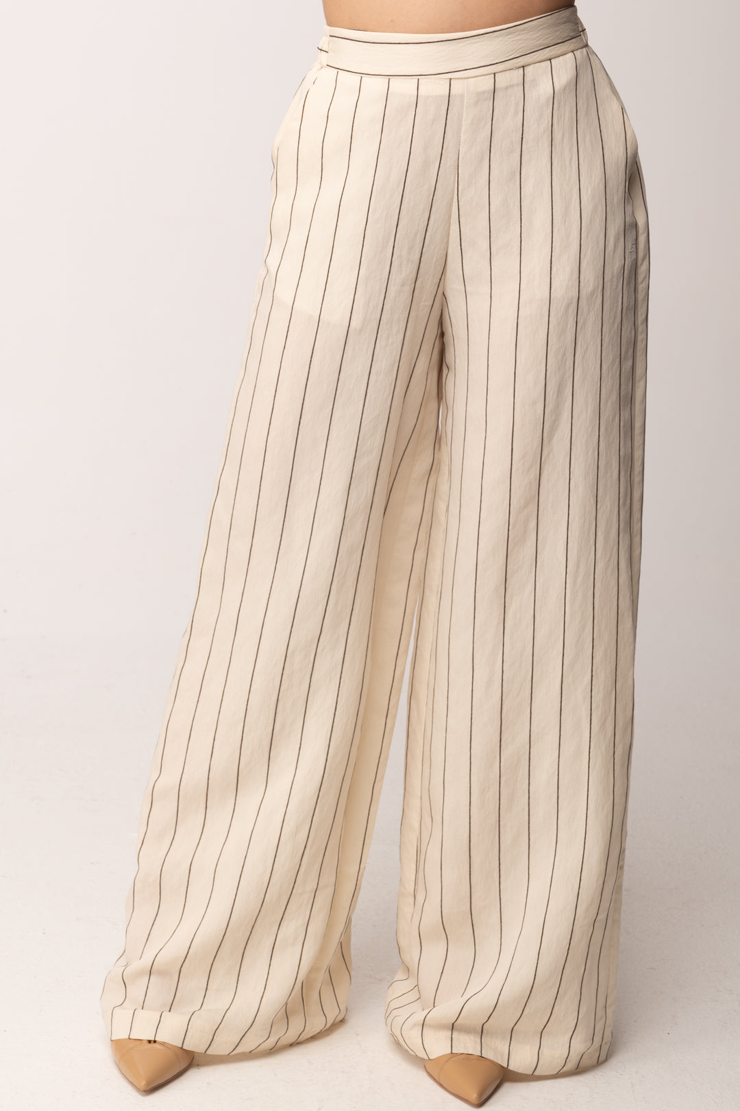 Imperial Pantaloni Palazzo Gessati a Vita Alta P6N6LOV PANNA